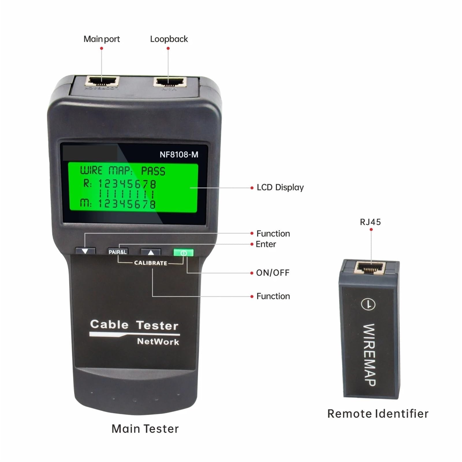 Tester per cavi di rete, Tester Per Cavi Di Rete, Con Display LCD Strumento Tracciamento Della Misurazione Lunghezza Multifunzionale,per cavo di rete