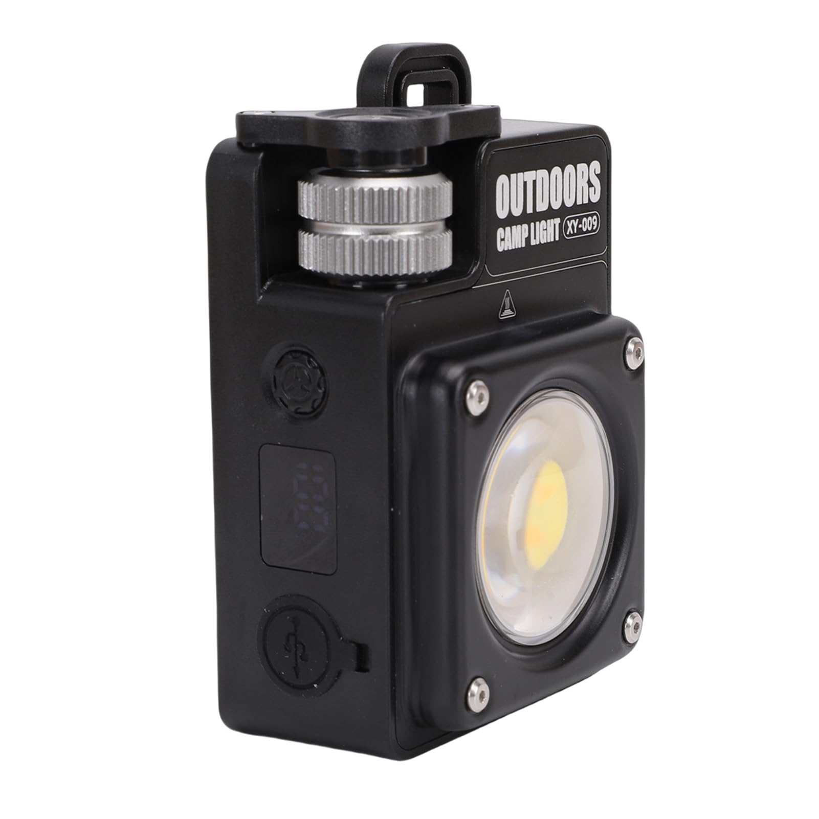 lyrlody Luce da Campeggio Portatile Lanterna da Campeggio a LED 3500LM Luce per Tenda Ricaricabile in Lega di Alluminio 5 modalità Display LCD Base Magnetica per Escursionismo Interruzione di (BLACK)