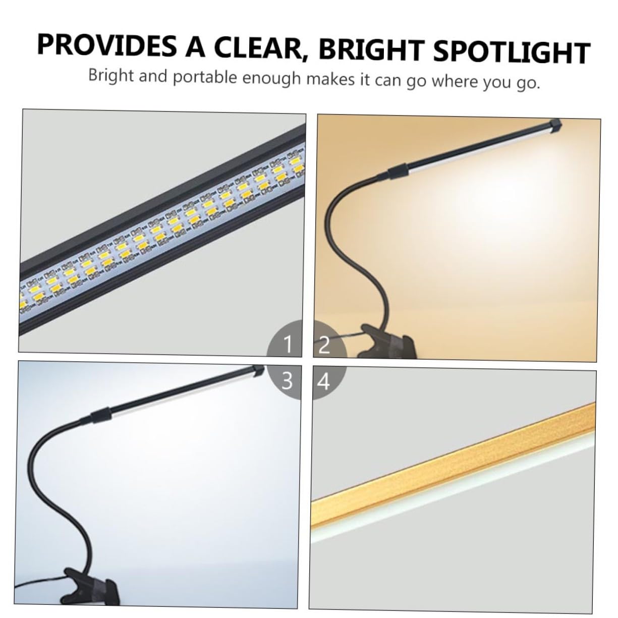 2 Pièces Lampe de Bureau LED Clip USB Réglable Niveaux Dimmable Lecture Protection des Yeux pour Chambre et Bureau