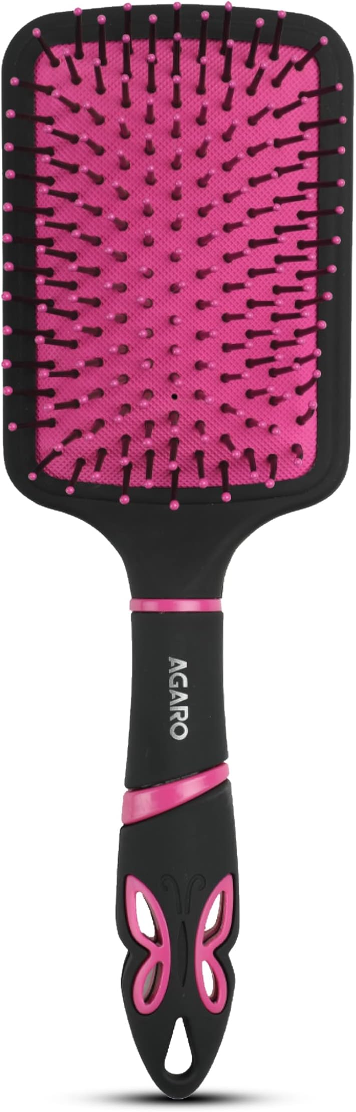 Delight Paddle Hair Brush with Strong & Flexible Nylon Bristles having Anti-static Ball Tips, For Grooming, Straightening, Smoothing, Detangling Hair, Ideal for Men &Women, Black & Pink