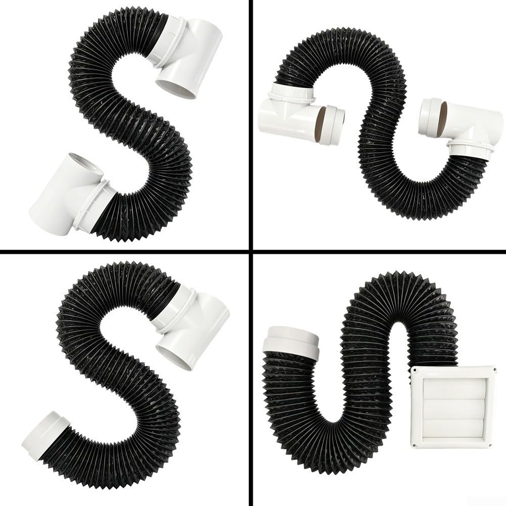Kit de manguera de ventilación de secadora de 4 pulgadas, kit de manguera de ventilación de secadora de 4 pulgadas, incluye brida de pared con conector de codo, solapa de ventilación de cierre