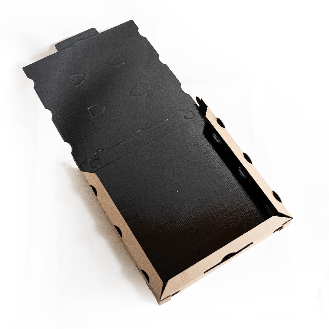 Scatole per pizza GourmEat, 33 x 33 cm, Kraft marrone nero PET interno