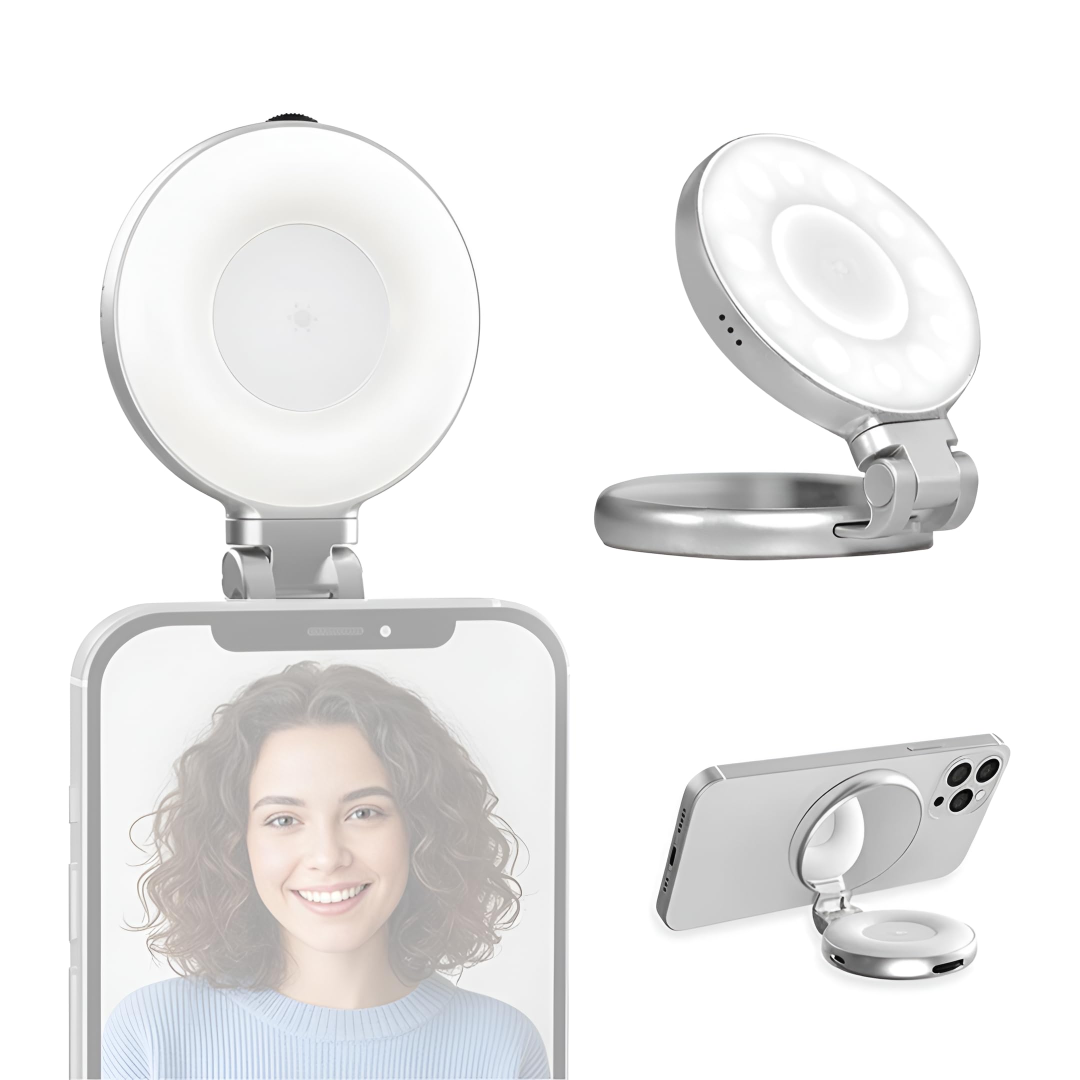 Digitek (DRL 3W) Magnetic Selfie Ring Light with Makeup Mirror, 3 Color Modes 2700K, 5600K, 7500K, 360° Rotation & 180° Pan, Type-C, Use with Smartphones, Laptops & Tabs for Vlogs, Meetings & Makeup-image-2