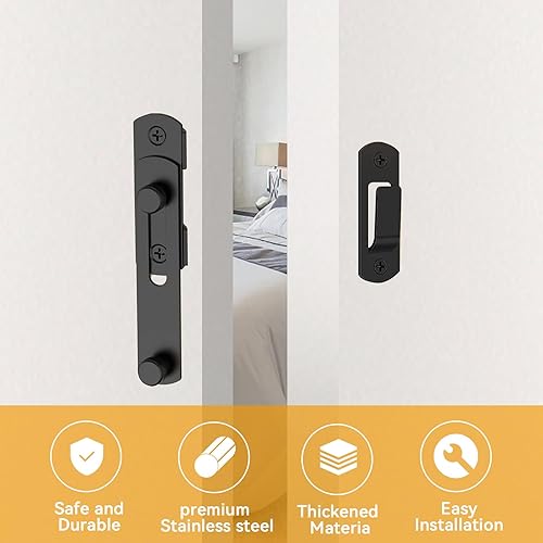 Miniatura 3 de Paquete de 4 pestillos para puerta de granero, cerradura de puerta corrediza de granero de 180 grados, cerraduras de puerta de granero y pestillos