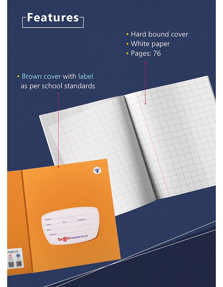 TARGET PUBLICATIONS Quaderni di matematica a quadretti medi per la scuola dei bambini, 76 pagine, 15,5 x 19 cm, copertina rigida con etichetta, quaderno matematico con attività divertente, set di 18