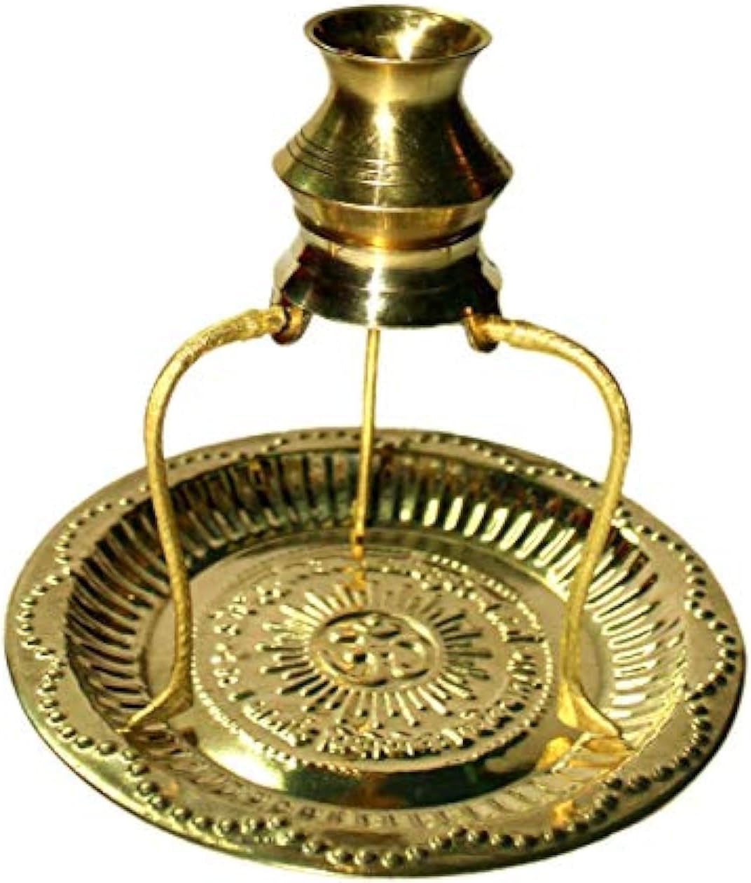 Rokoo Brass Plate Thali with Shivling Stand Jal Abhishek Kalash Lota for Pooja Home Decor