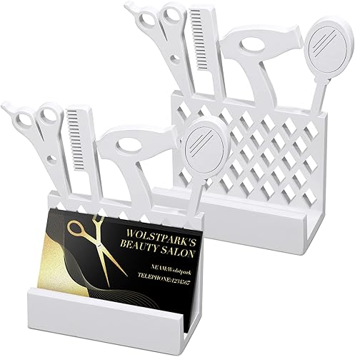 Lincia 2 piezas de soporte para tarjetas de visita para estilista de peluqueros, pantalla de madera, soporte para tarjetas de visita para