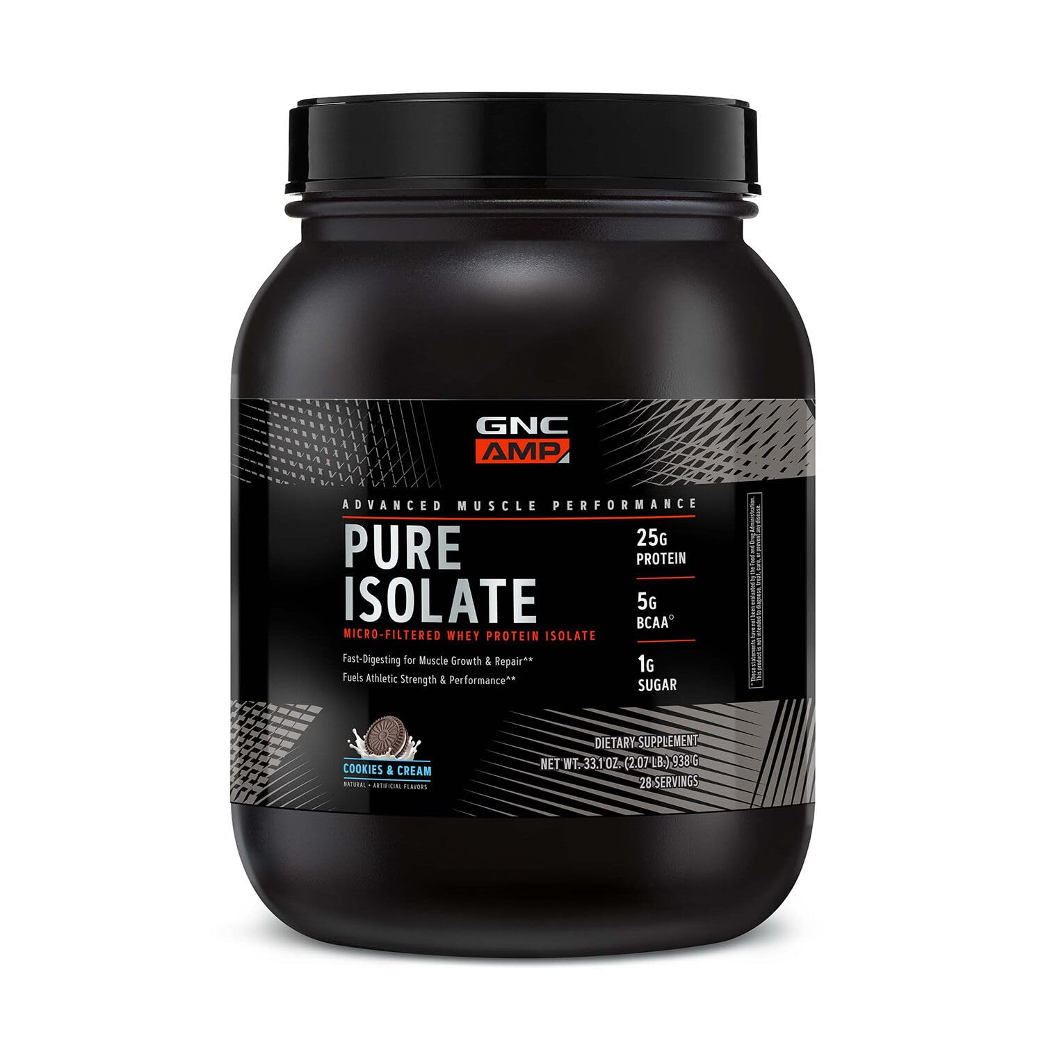 GNC AMP Pure Isolate Whey Protein - Cookies & Cream (28 Servings)