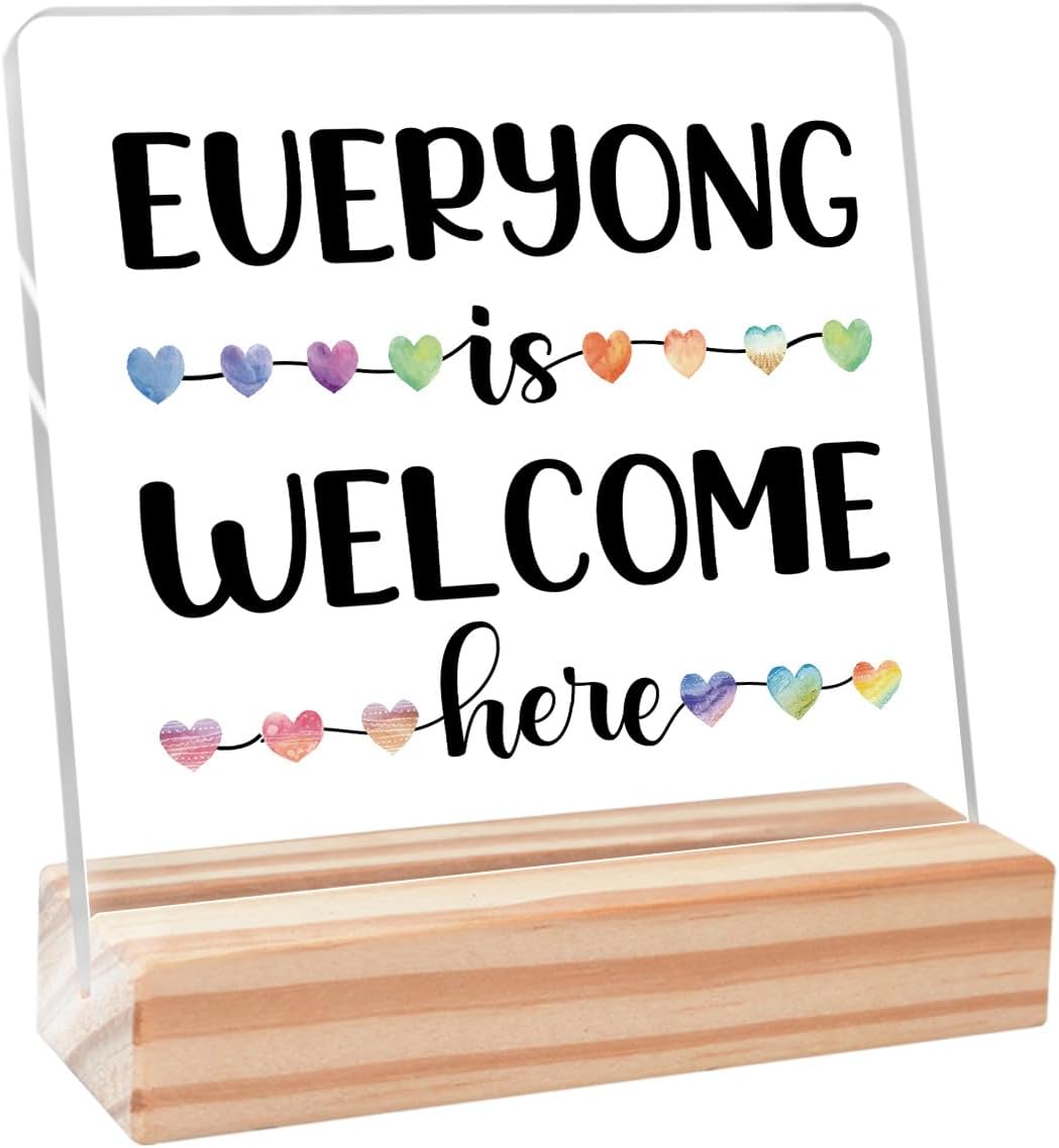 Amazon.com: Everyone is Welcome Here Acrylic Sign,Inspirational ...