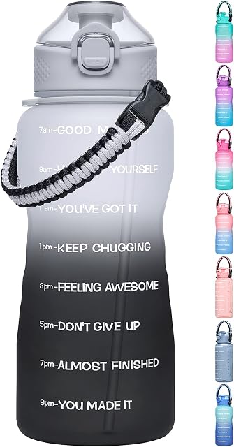 MEITAGIE Water Bottle, 2.2 Litre Water Bottles with Straw and Paracord Handle, BPA-Free Water Bottle with Times to Drink, Leak-proof Water Bottles Perfect for Fitness Gym Camping Outdoor Sports