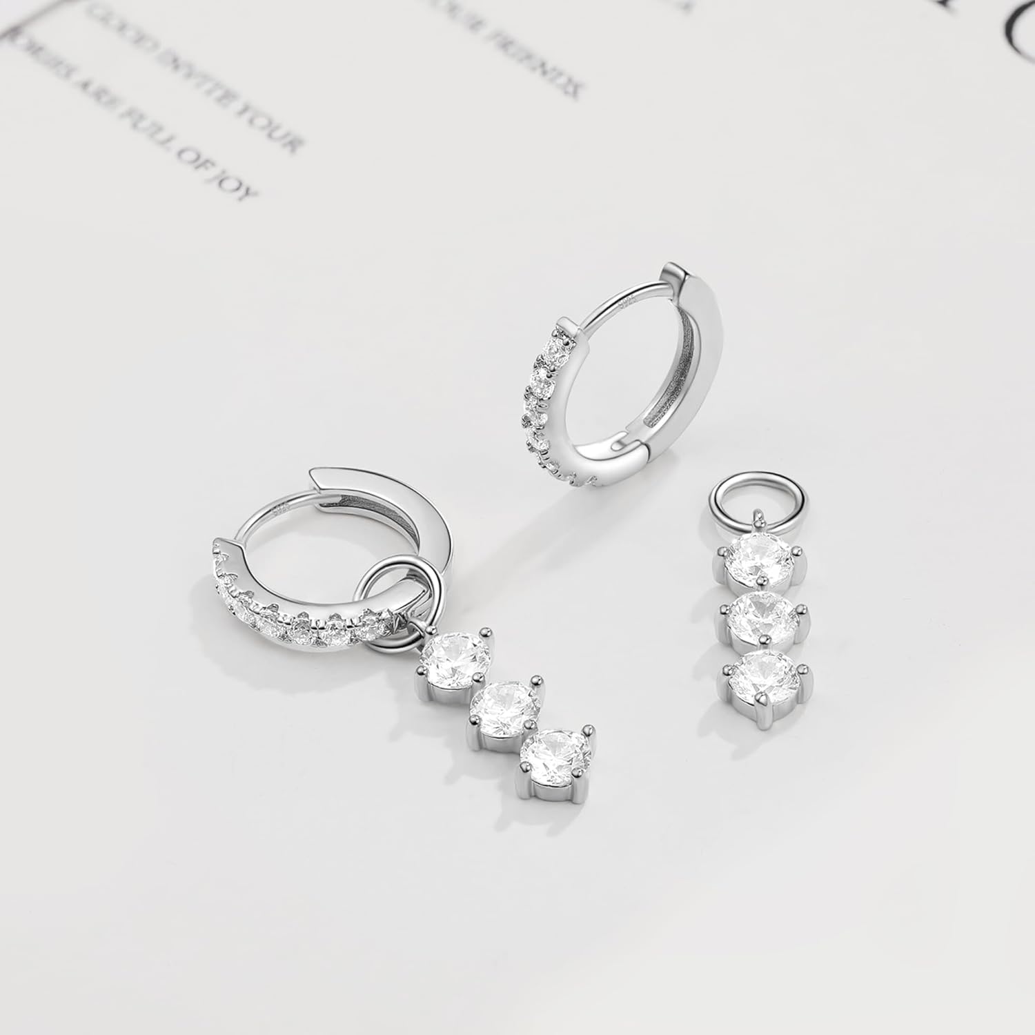 DAILY VIBES Cute Dangle Huggie Earrings for Women 925 Sterling Silver Post Dainty 14K Gold Plated Mini CZ Butterfly Star Cross Heart Charm Drop Cartilage Small Hoop Earrings - Image 6