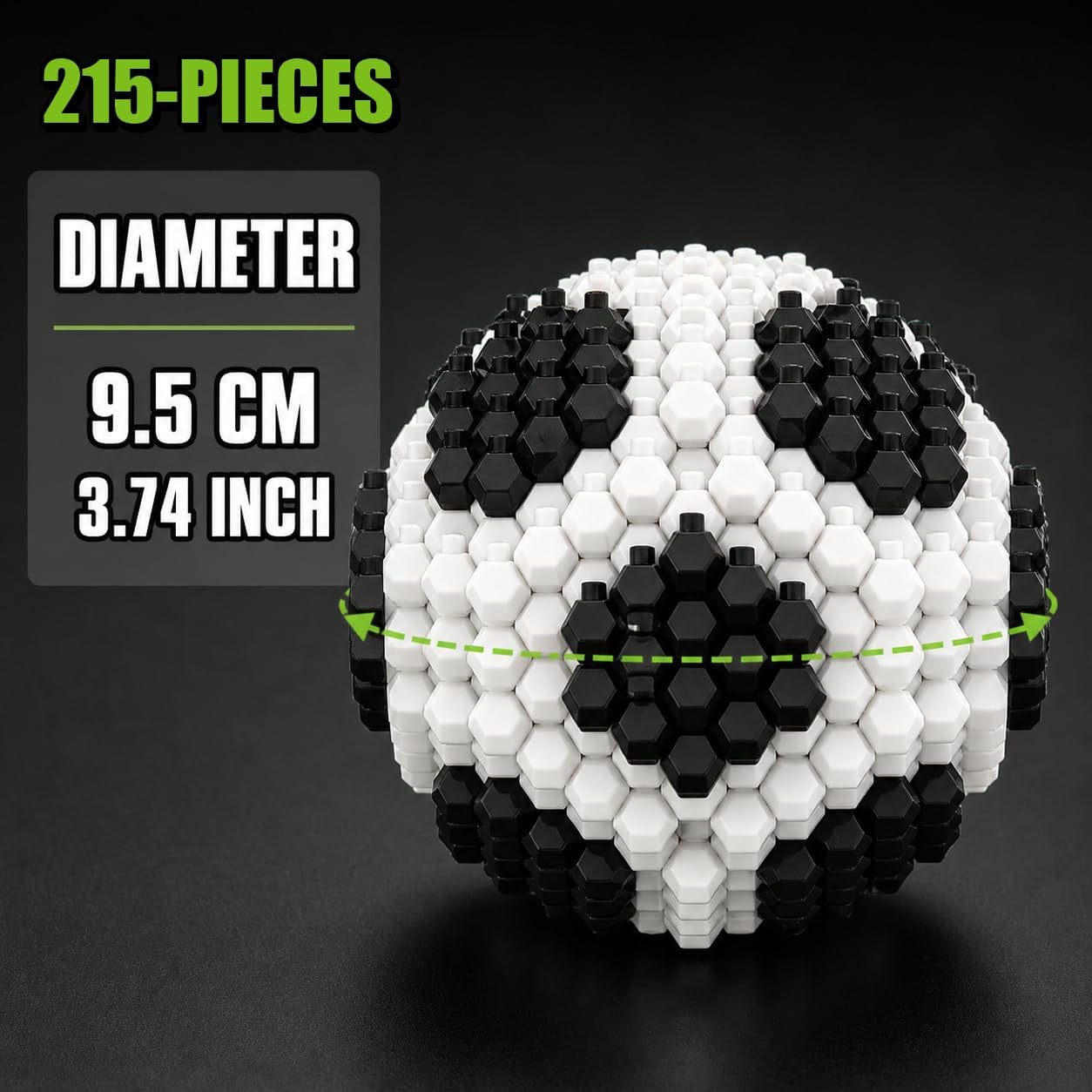 Befun Soccer Building Block Set, 215 Pieces Challenging STEM Kit for Adults & Teens 14+, 3D Mini Soccer Model Educational Toy, Stress Relief Decor for Home & Office