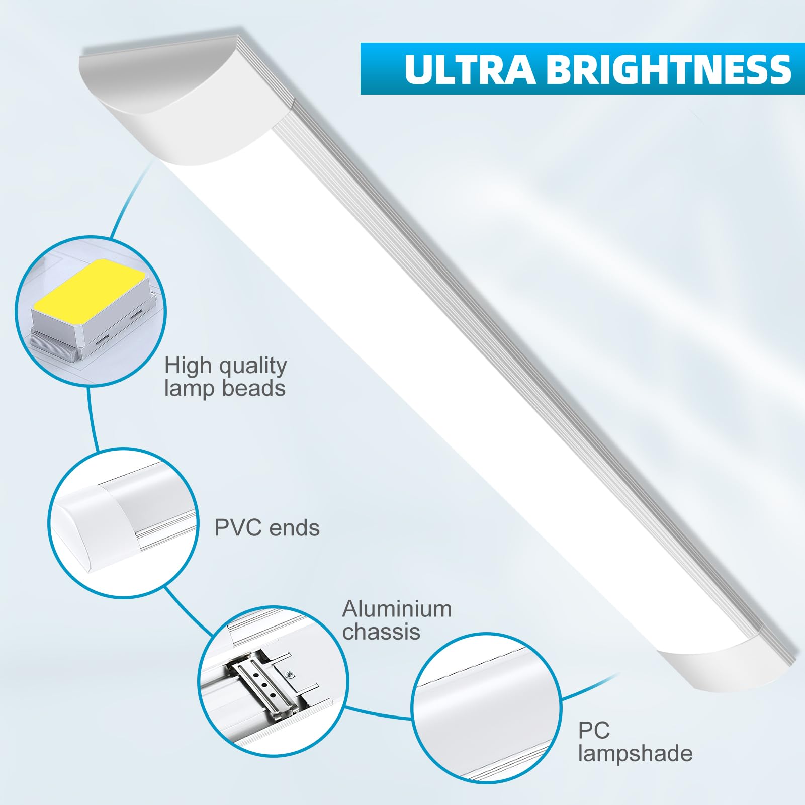 6 PACK Feuchtraumleuchte Led 90cm, 30W 3600LM Kellerlampe 3200K Warmweiß LED Röhre 130° Abstrahlwinkel LED Feuchtraumleuchte für Badzimmer Wohnzimmer Küche Garage Büro