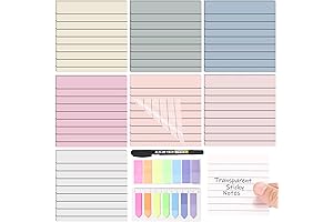 7 Pack Transparent Sticky Notes with Lines 3x3