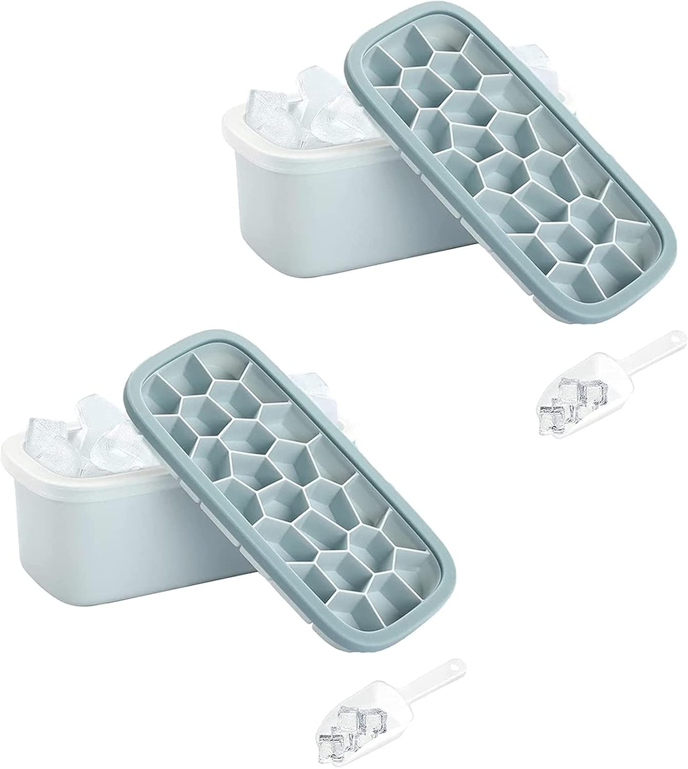 Mr Zj 2pcs 製氷皿 製氷器 氷ケース ハニカム型 取り出しやすい シリコン 氷スコップ Mr Zj 2pcs 製氷皿 製氷器 氷ケース ハニカム型 取り出しやすい シリコン 氷スコップ
