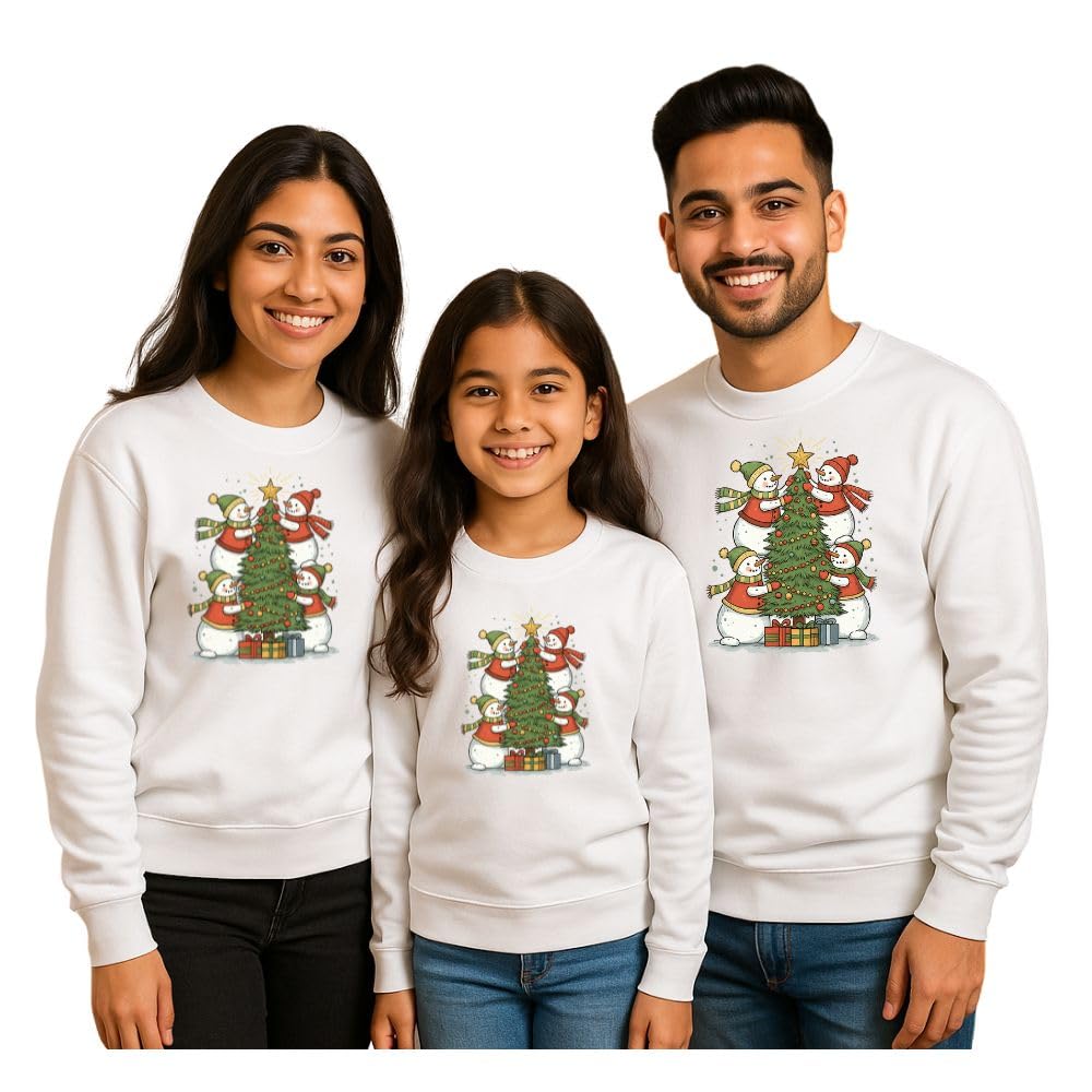 bouncy toonz Family Matching Snowman Christmas Sweatshirts – Cozy Winter Xmas Tree Design - Festive Holiday Costumes for Mom, Dad and Kids (Family-Christmas-Snowman)-picture-11