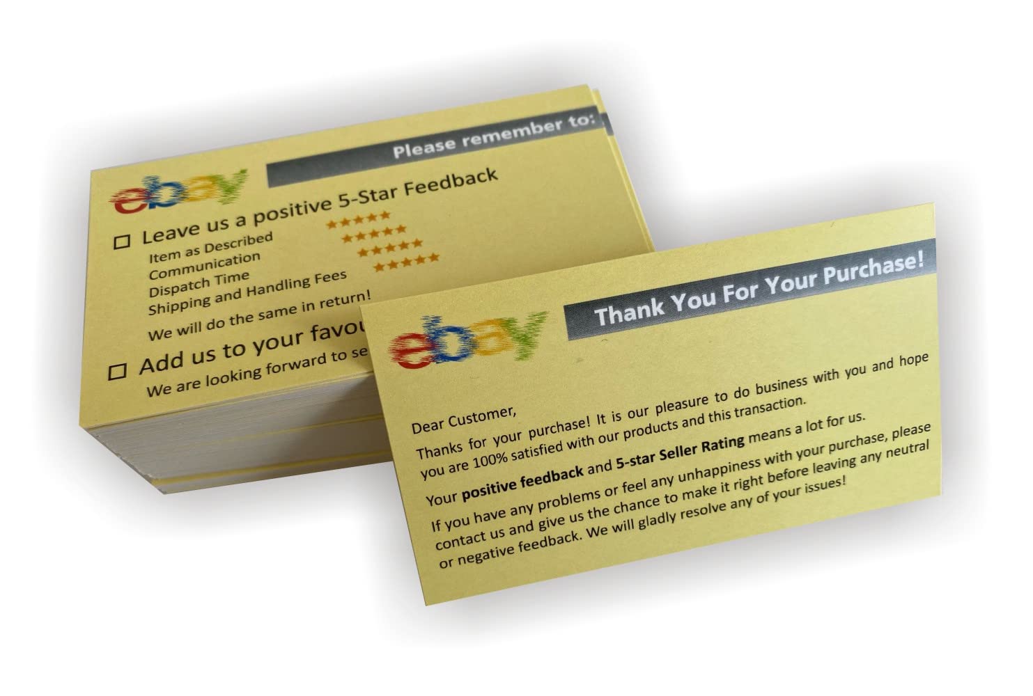 70x Thank You For Your Purchase Feedback Request Card Package Insert for Ebay sellers