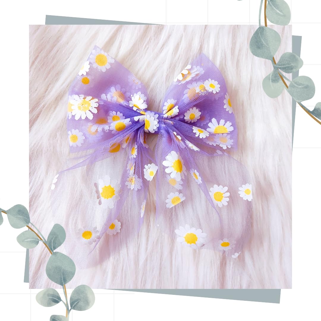 Daisy Net Hair Bow Clip - Purple (M) (B0D66KLHY1) Amazon Price History, Amazon Price Tracker