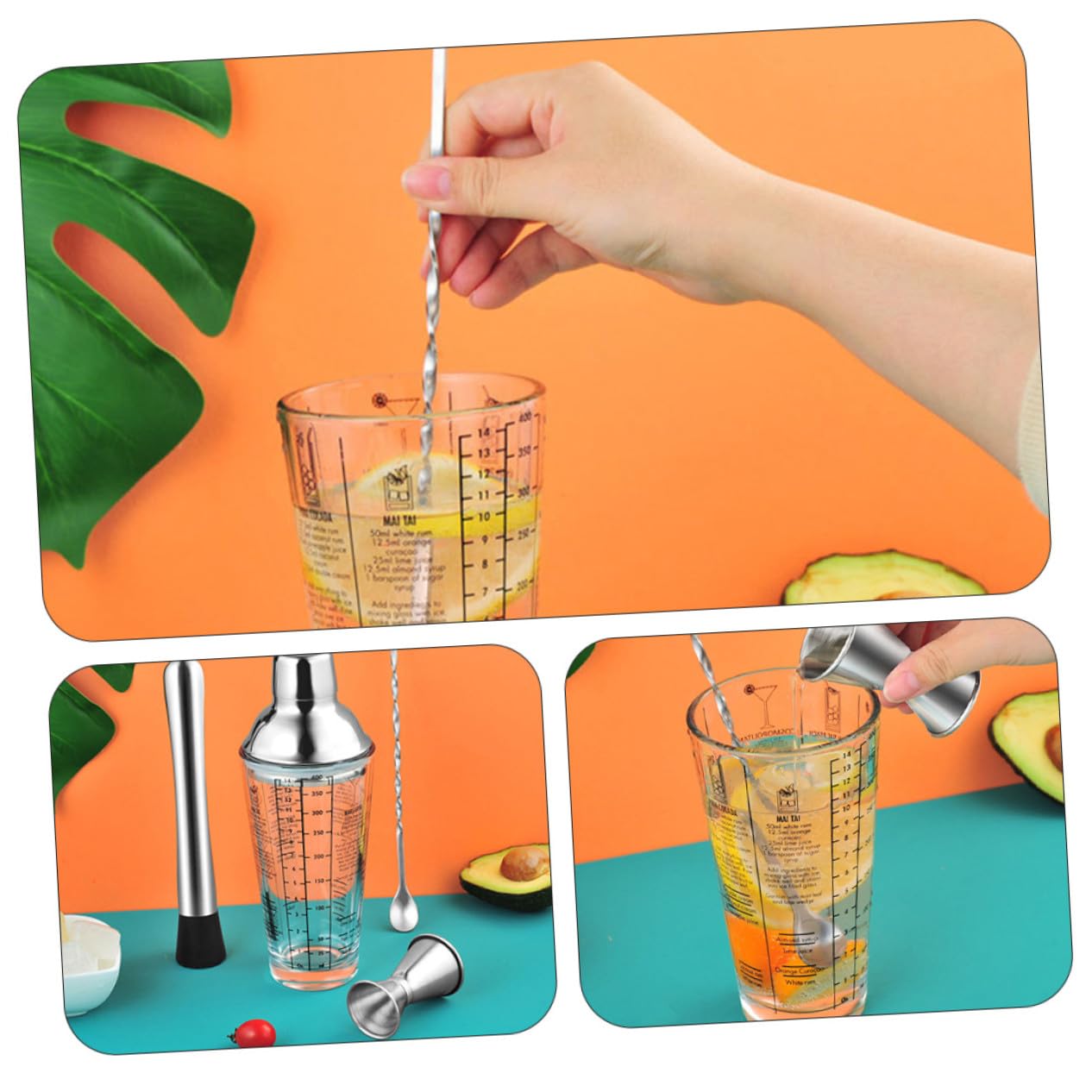SOLUSTRE Coctelera de Acero Inoxidable Cocteleras Herramientas para Barman Equipos para Cócteles para Preparar Cócteles Casa