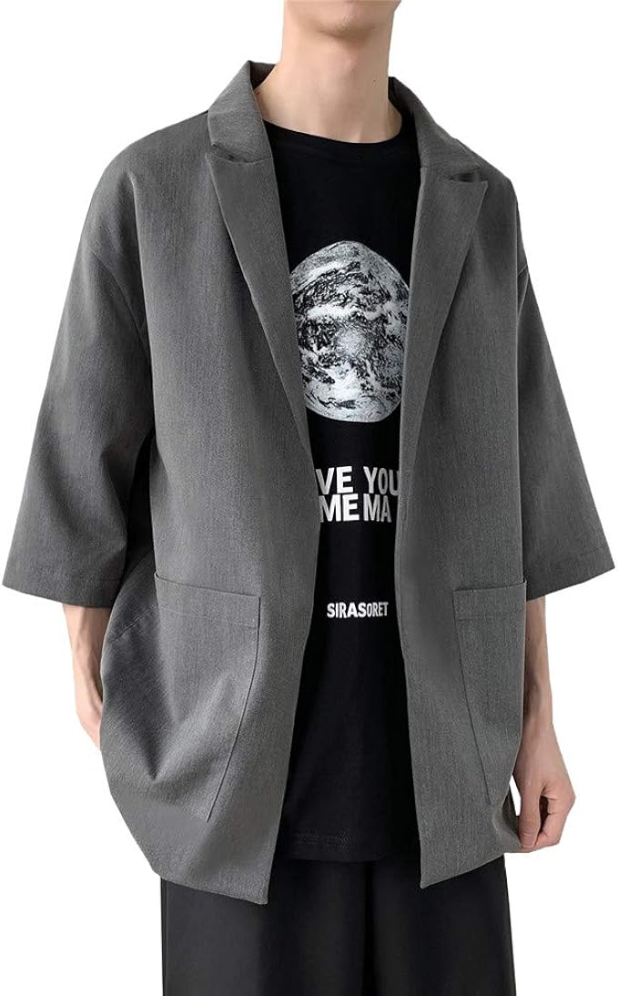 Amazon トーダー ジャケット 軽量 サマージャケット 上着 パーカー コート チノストレッチ ノーカラーコート メンズ春夏秋 ビジネス おしゃれ スーツ生地 大きいサイズ ファッション カジュアル 7分袖 コート ジャケット 通販