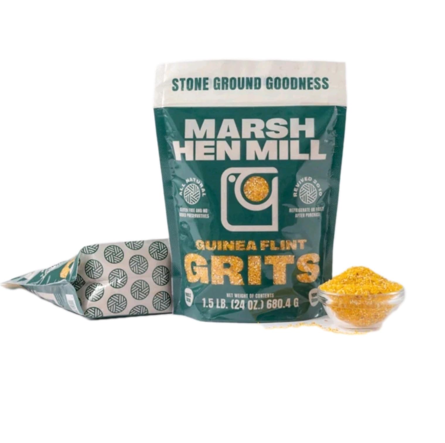 Marsh Hen Mill Guinea Flint Grits, Stone Ground, 1.5 lb (24 oz), 680.4g