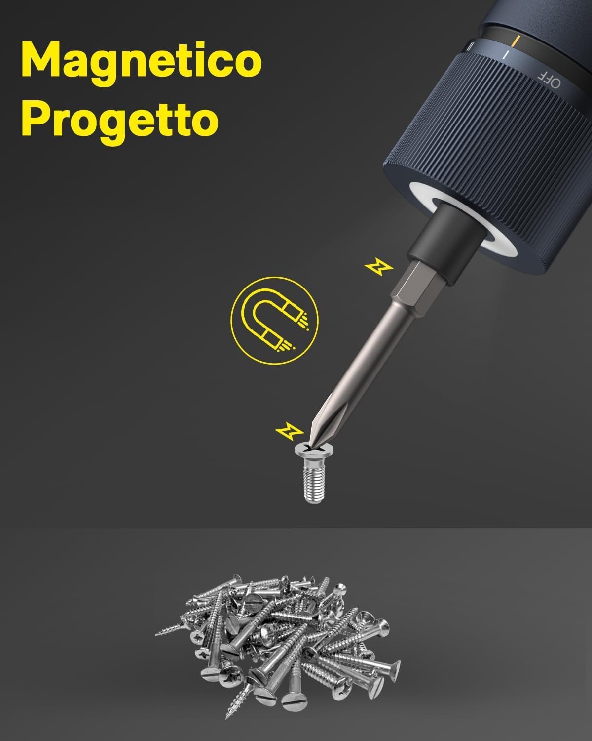 HOTO Set Cacciaviti Elettrici 3.6V, Cacciavite a Batteria con 12 Punte da 50mm in Acciaio S2, 3 Coppie di Serraggio e Luce LED Shadowless, Ideale per Computer, Libreria, Bicicletta, DIY