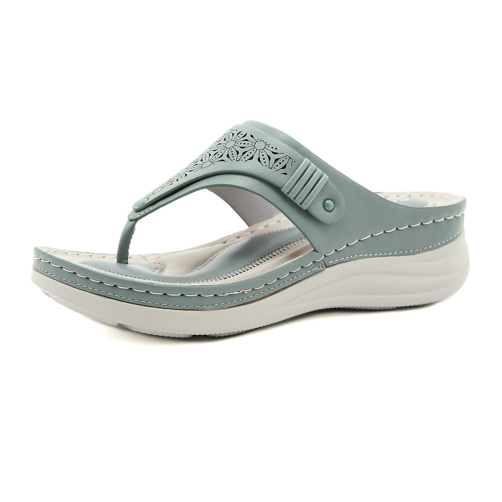 GIJMZY Shoes For Women Summer Comfortable Flip Flops Zapatos De Mujer Casual Beach Non-slip Sandals Outdoor Slippers(Green,38)
