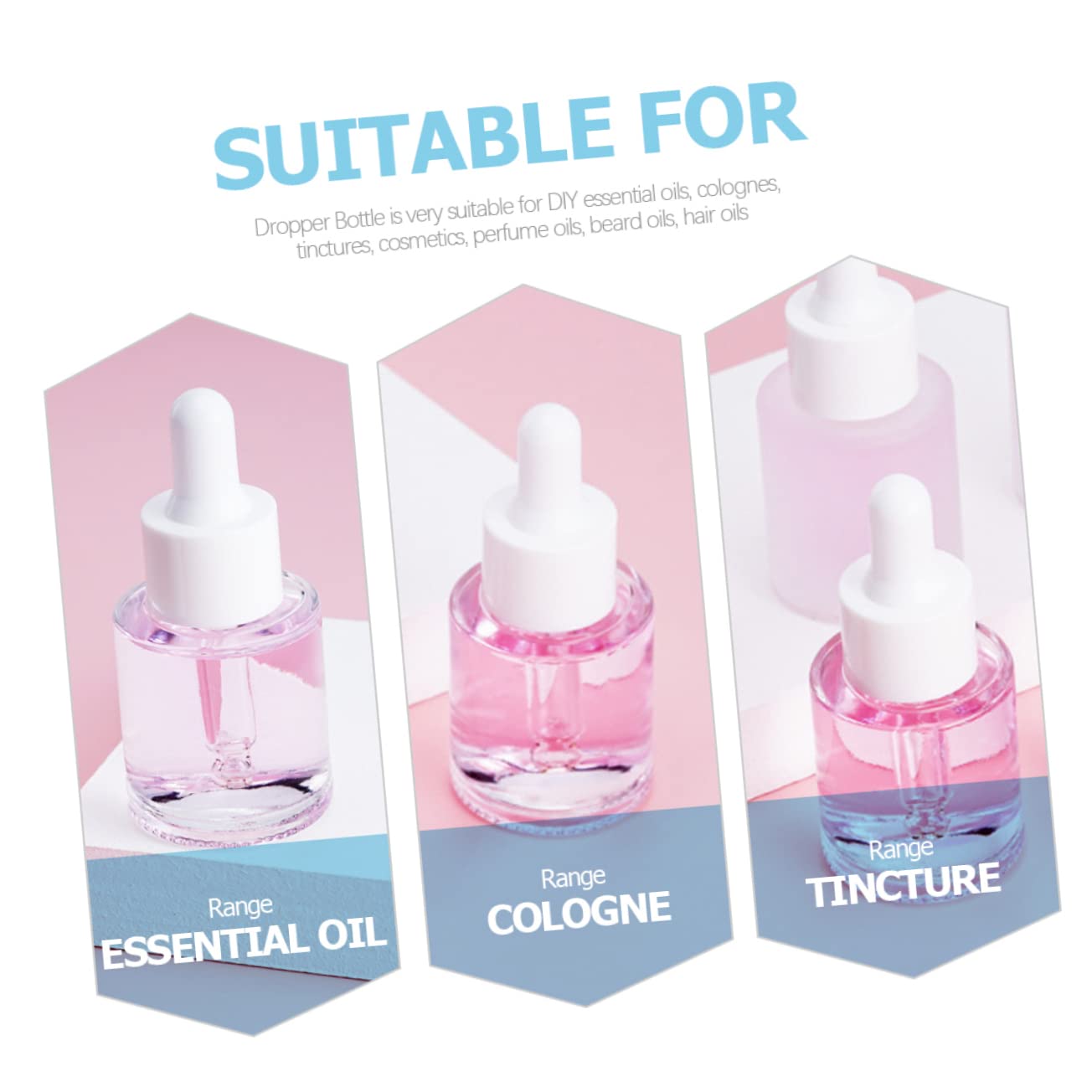 Baluue Frascos Goteros de Vidrio 15ml, 20 Piezas, Cierre Hermético y Antiderrames para Aceites Esenciales y Cosméticos