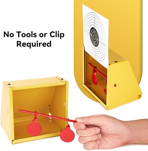 Miniatura 3 de Trampa para pistola BB, objetivo de Airsoft, objetivo de pistola de pellets, con 10 objetivos de papel, siluetas de metal restablecidas, objetivos