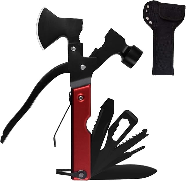 Alpinewolf Multitool Camping Accessories Survival Gear, Gifts for Men,16 in 1 Multi Tool Axe, Foldable Hatchet Hammer Plier Knife Bottle Opener Emergency Whistle Hunting Hiking Survival Equipment