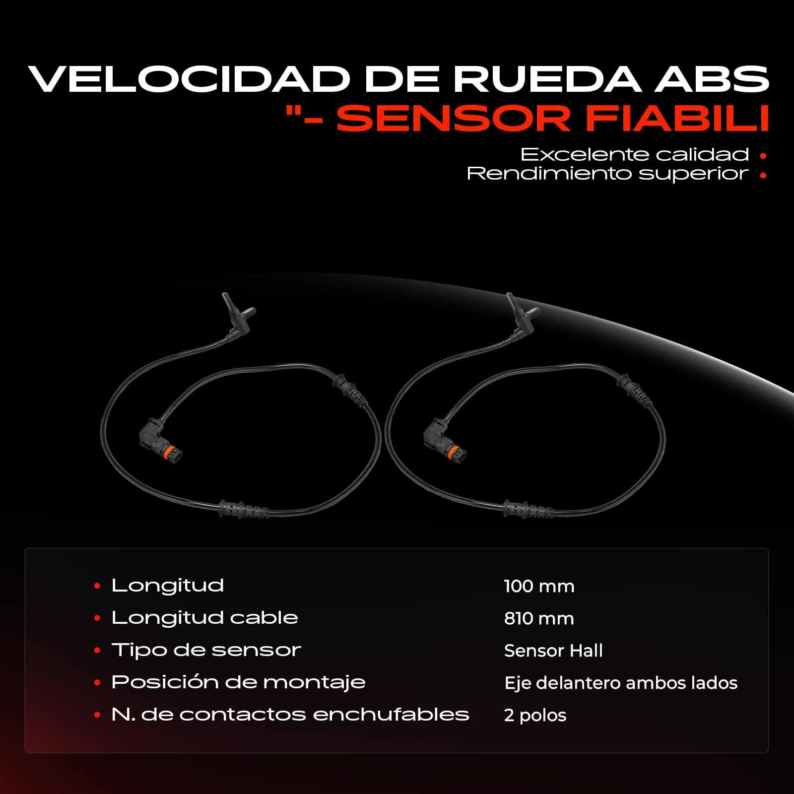 Frankberg 2 sensores ABS, sensor de velocidad ABS delantero de 2 Polos, | Compatible con: Autobús Vito W639, Viano W639, Vito/Mixto Van W639