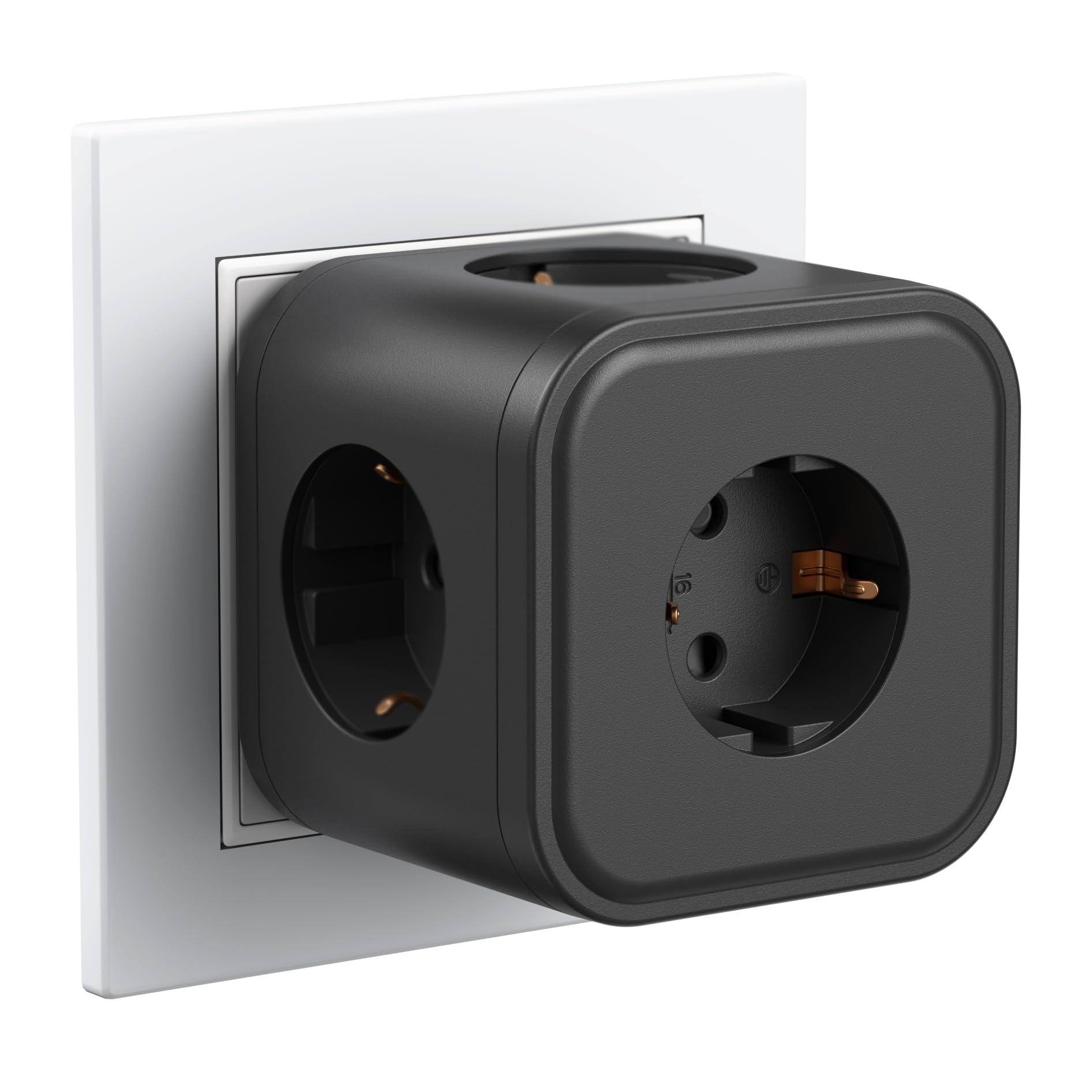 Steckdosenwürfel mit Überspannungsschutz Steckdose, 5-Fach Mehrfachsteckdose Würfel,3680W Erweiterbare Steckdosenleiste,Mehrfachstecker,Kompakte Verteilersteckdose für Büro,Haus,W