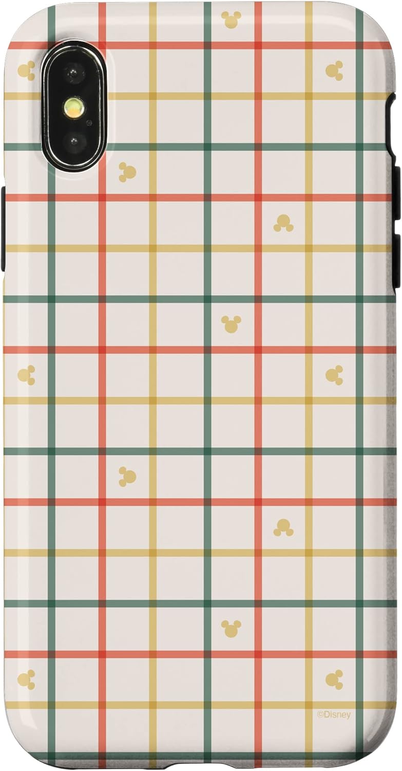 Disney Mickey Mouse Head Retro Vintage Check Pattern Case for iPhone 13
