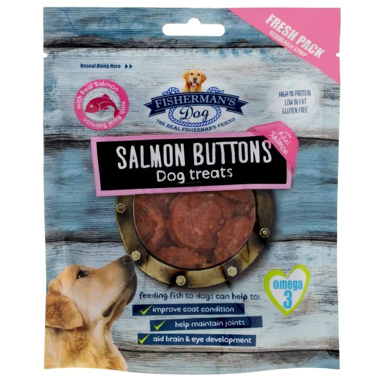 Fisherman's Dog Salmon Buttons 120g Real Protein Treats Low Fat Gluten Free