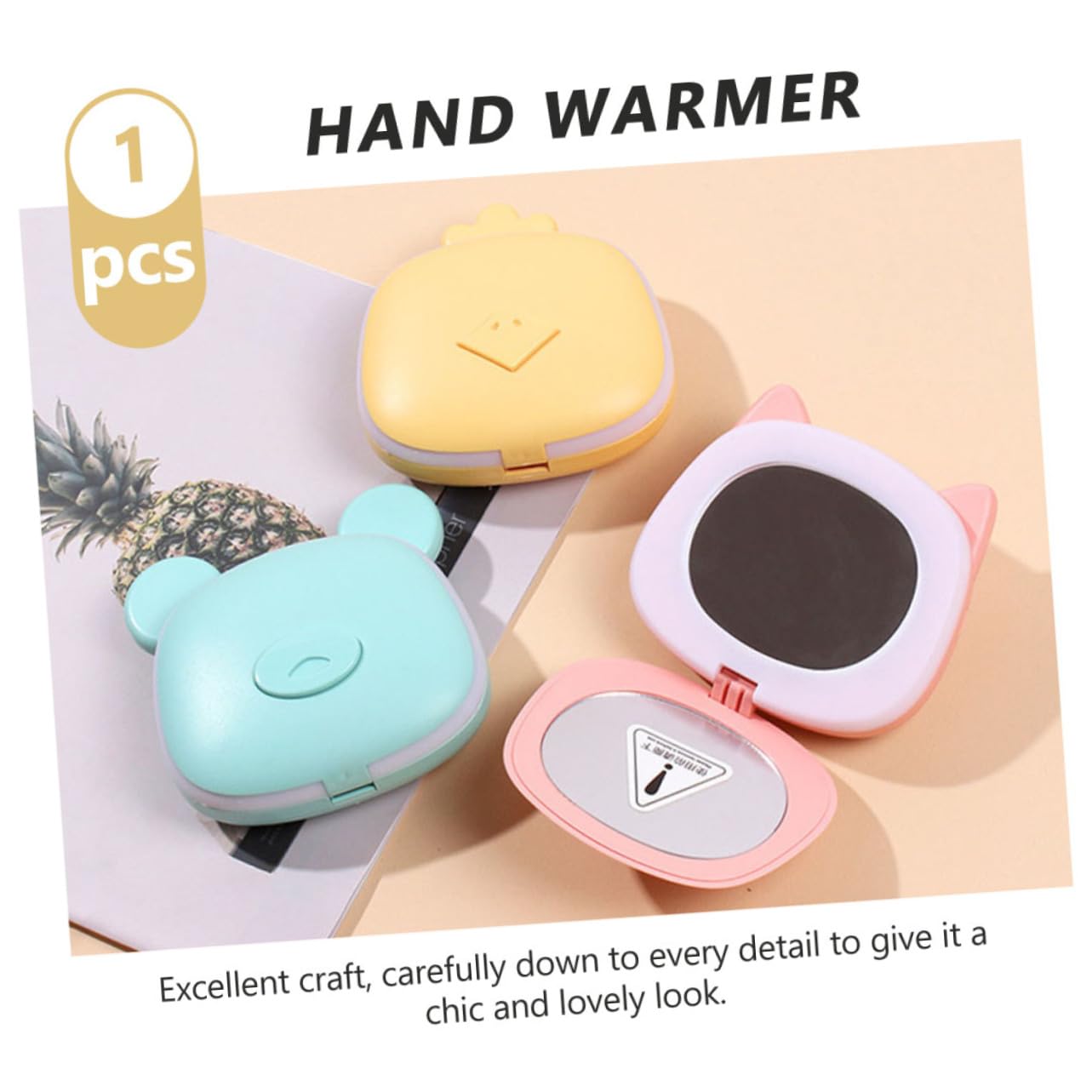 BESPORTBLE 8pezzi Scaldamani Usb Portatile Mini Scaldamani Forma Di Cartone Con Specchio Pollo Riscalda Mani Compatto e Leggero Per Ufficio e Attività All Aperto