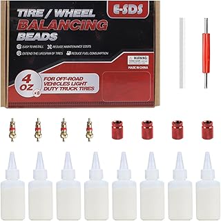E-SDS Tire Balance Beads 4 oz x 8, Tire Beads for Balance, Tire/Wheel Balancing Beads for Car/RV/Truck/Motorcycle with Installation Tools