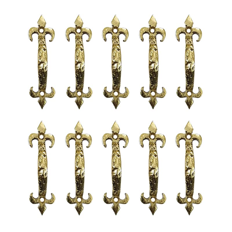 Adonai Hardware "Nethaniah Brass Cabinet Pull Handles (4" x 10 Pack, Polish Lacquered) for Vintage Wooden Barn Doors, Gates, Closets, Furniture, Drawers, Cupboards, Wardrobes and Sheds