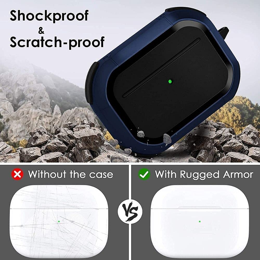 Rewop Rugged Double Armor Protective Airpod Case/Cover Compatible with Apple Airpods pro Case Cover (2019) (Blue) 4
