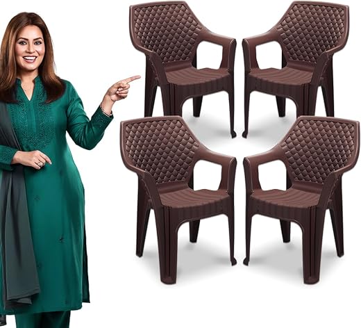 MAHARAJA Plastic Chair Set, Chair for Living Room, Home, Plastic Chair for Home with Arm Rest/Modern Stylish Design with G...