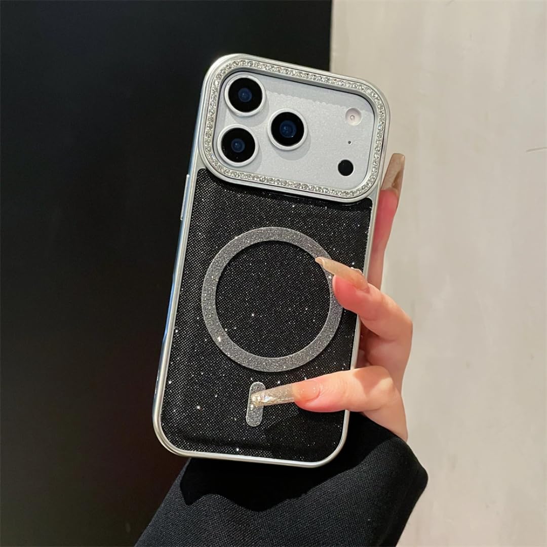 Étui de luxe pour iPhone 13 Pro Max noir aux éclats de diamant