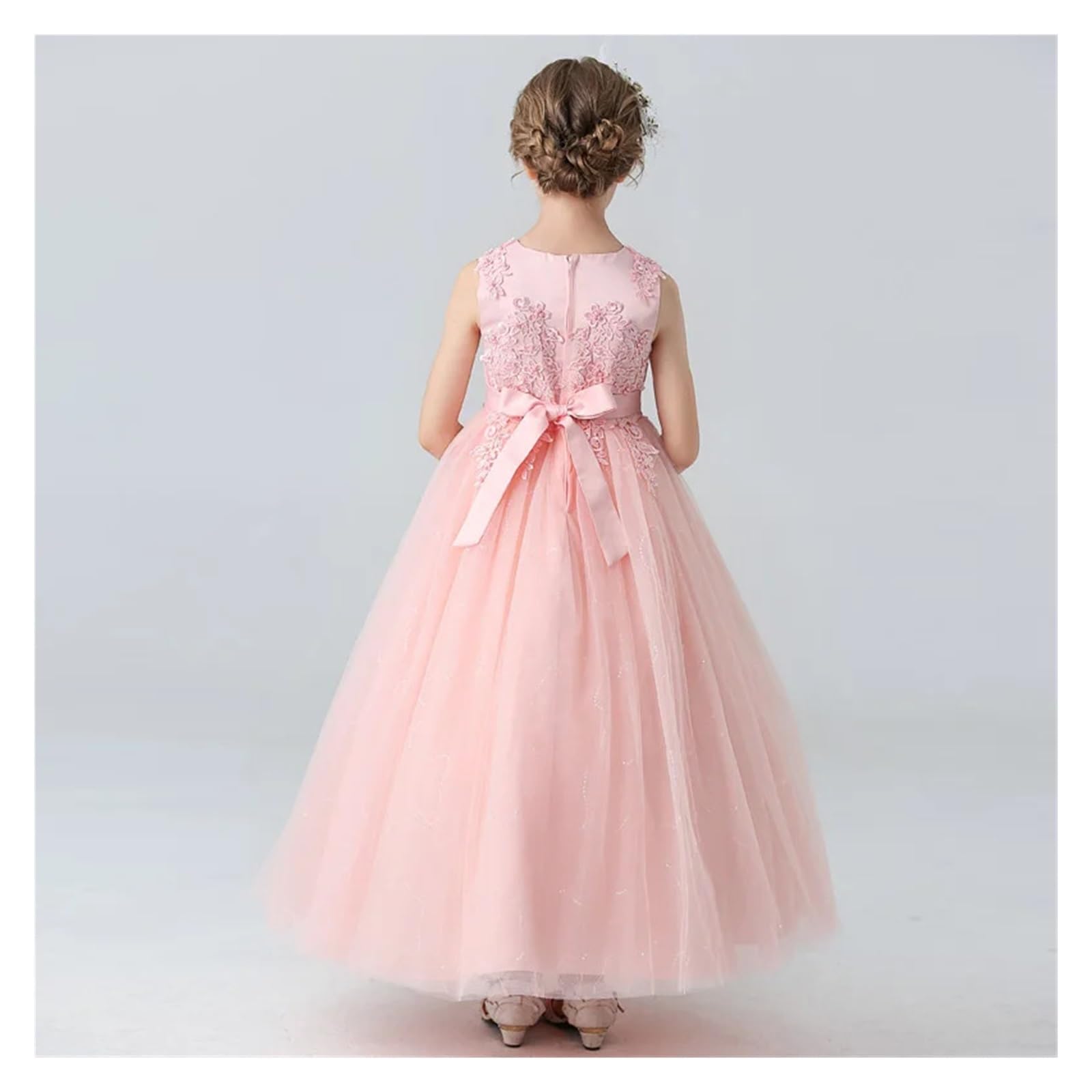 Vestido De Fiesta para NiñA Vestidos Infantiles for niñas, Vestido de Encaje, Ropa de Princesa for niños, Fiesta de Noche Formal, Vestidos de Boda for niñas con Flores(Black,130(5T))