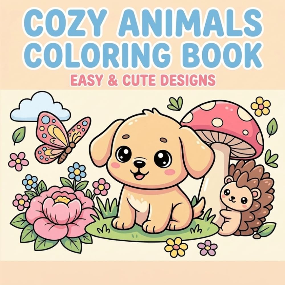 Cozy Animals Coloring Book: Cute and Relaxing Animal Designs | Bold and Easy Coloring Pages for Adults and Teens (Cozy Coloring Book)