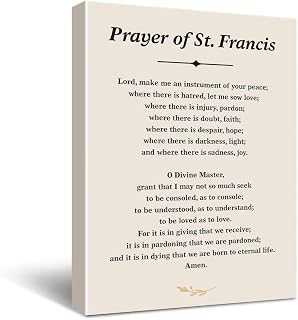 Inspirational Prayer of St. Francis Quote Saint Francis Peace Prayer Poster Canvas Wall Art Painting Ready to Hang for HomeBedroomLiving Room Decor Prayer Print Christian Wall Decor Canvas Gifts