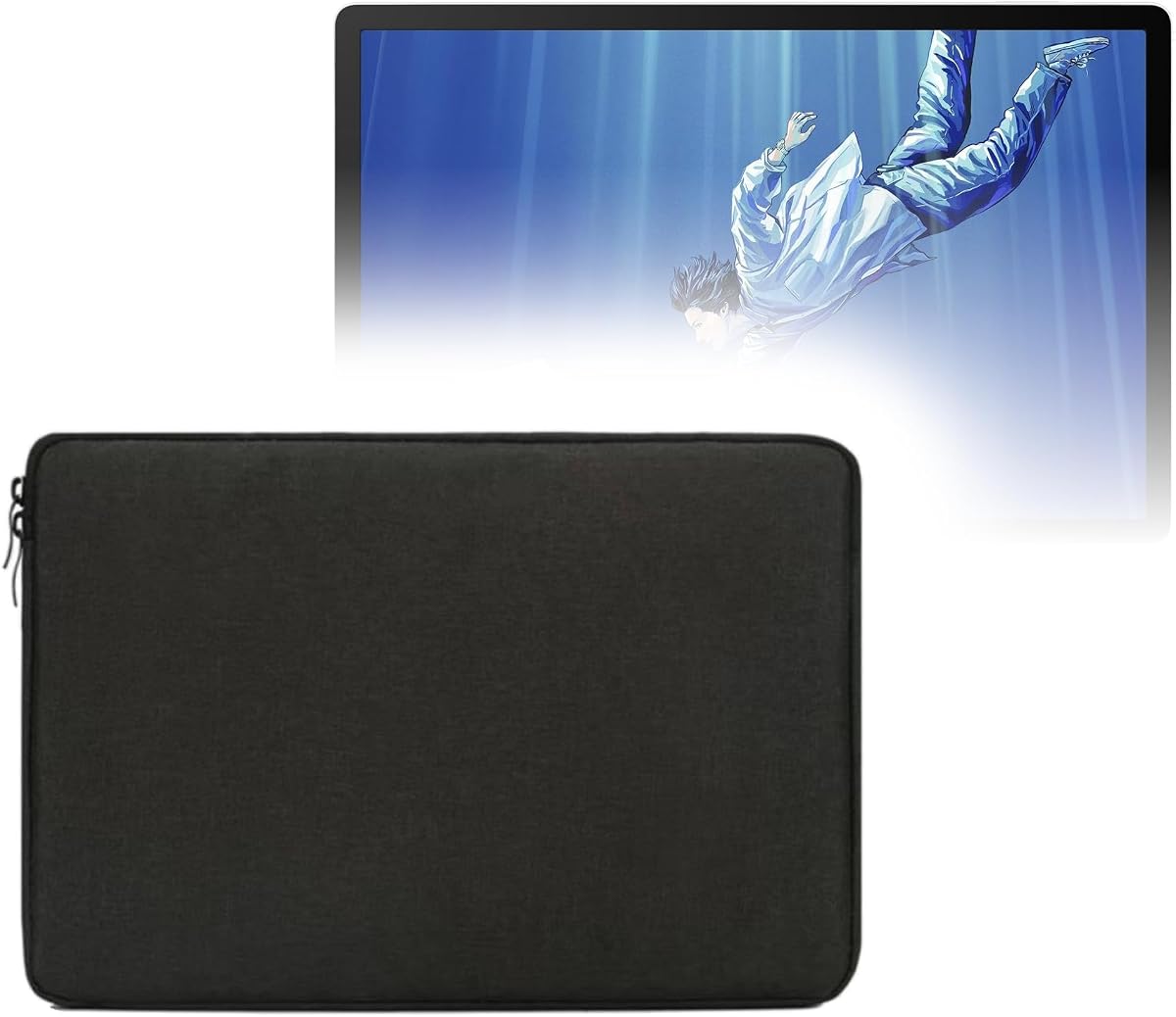 BoxWave Case Compatible with Wacom MovinkPad Pro 14 (14 in) - QuickZip PlushSuit, Dual Zipper Sleeve Pouch Case with Soft Interior - Jet Black