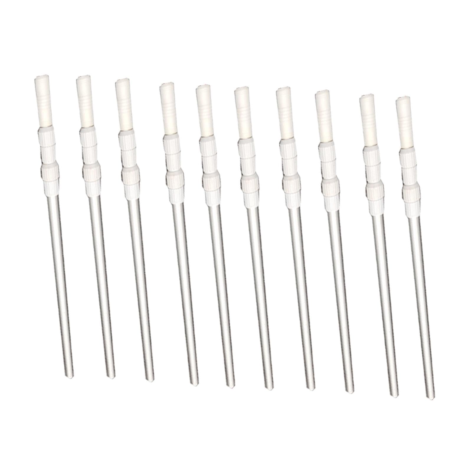 Paquete de 10 Varillas Telescópicas para Limpieza de Piscinas, Ligeras, Retráctiles Y de Longitud Ajustable para Aspiradoras Y Rastrillos de Uso Comer, Plata
