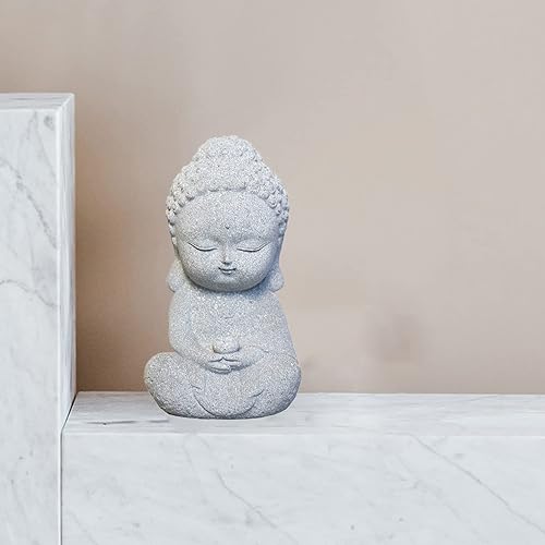 Miniatura 4 de Estatua de Buda de meditación, mini estatuas de decoración de Buda de piedra arenisca zen sentada para el hogar, escritorio, colección de decoración