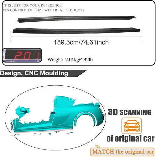 Miniatura 5 de MCARCAR KIT Faldas laterales de fibra de carbono real para Audi R8 V10 Gen 2 Coupe Spyder Convertible 2016-2019 debajo de la puerta, paneles