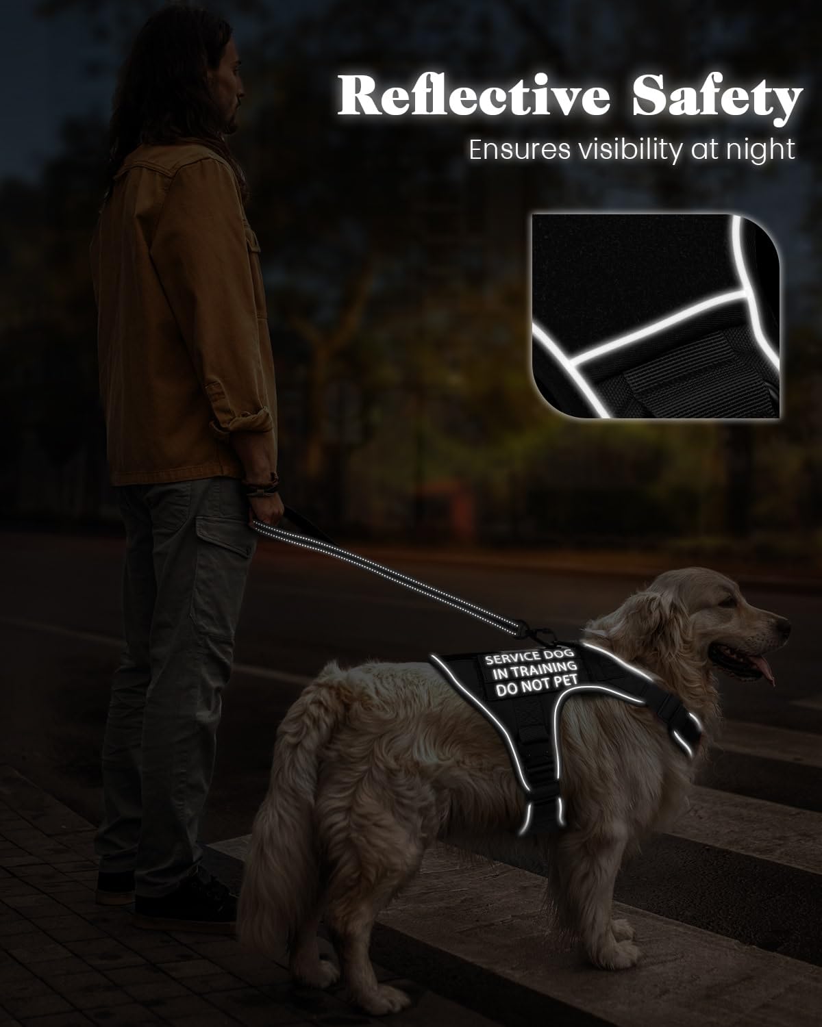 Arnés de perro de servicio para perros pequeños y medianos, hebillas de metal completo, arnés de chaleco negro resistente para caminar, senderismo, entrenamiento