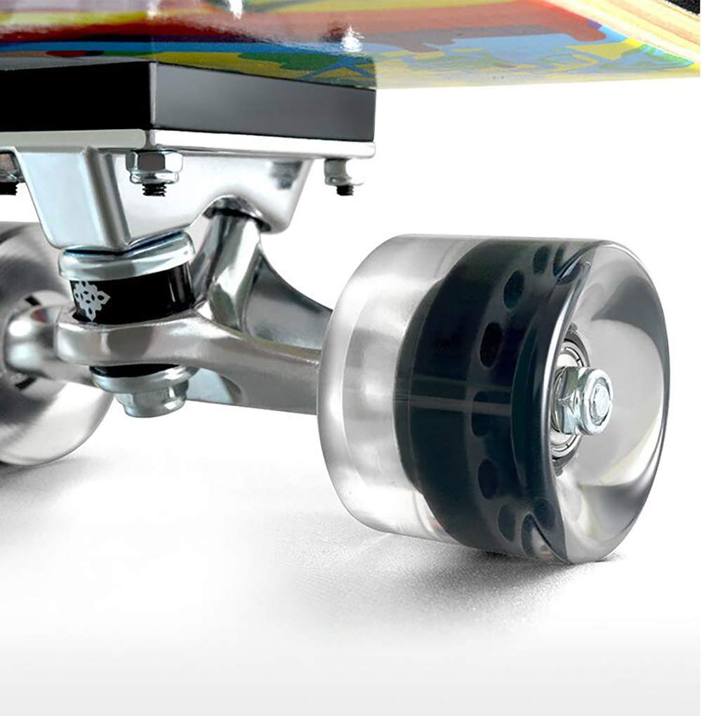 Adultos Niños con Skateboard, 9Capas Maple Wood Tabla de Skate Retro,PU Anchura Rueda+Mute Alta Velocidad Rodamientos, para Principiantes y Profesionales 30 * 8in