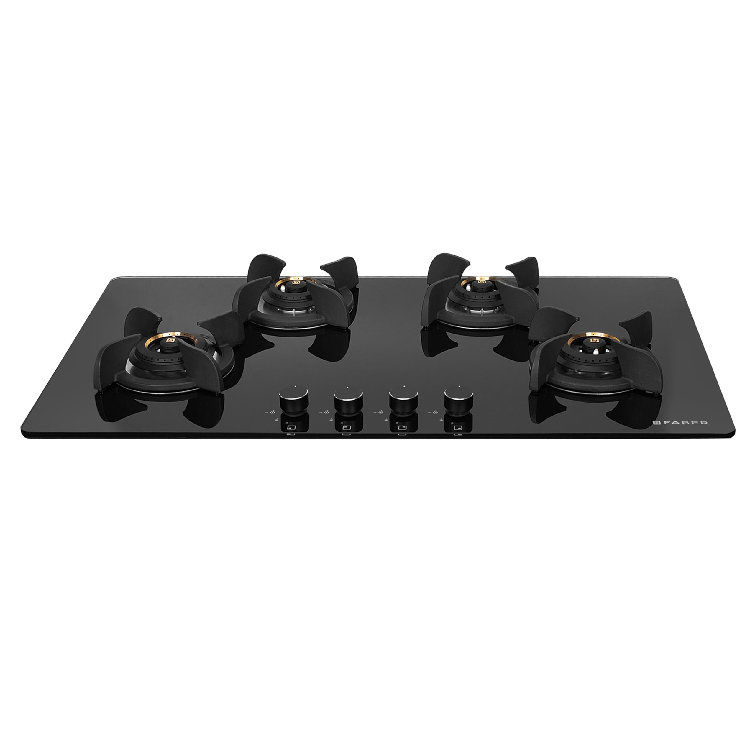 Faber Hob/Hobtop 4 Brass Burner Electric Auto Ignition, Glass Top (HOB ULTIMA HT904 CRS BR CI AI) - Black, 90 cm-image-1